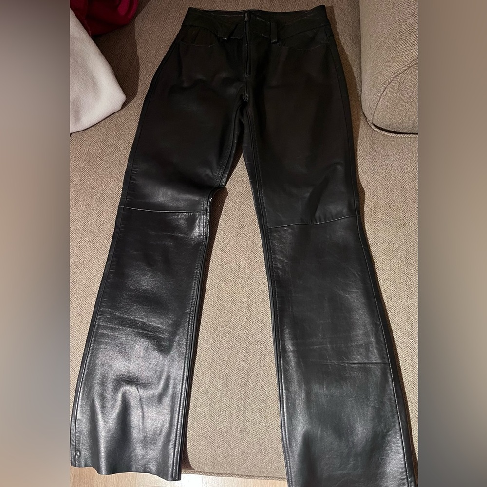 Banana Republic Real Leather High Waisted Boot Cut Pants, size 0